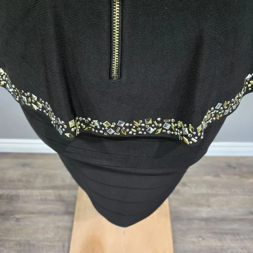 🐢 BEBE Halter Midi Dress With Metal Studs. Size M Like New.